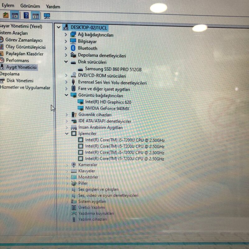 İ5 7.NESİL 8GB DDR4 RAM BELLEK 512GB SAMSUNG EVO 860 PRO SSD NVIDIA 940MX 2GB EKRAN KARTLI NOTEBOOK - Görsel 3