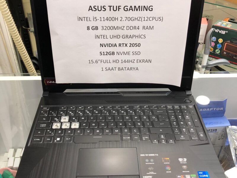 ASUS TUF İ5 11.NESİL 8GB DDR4 3200MHZ 512GB NVME SSD RTX2050 EKRAN KARTLI NOTEBOOK