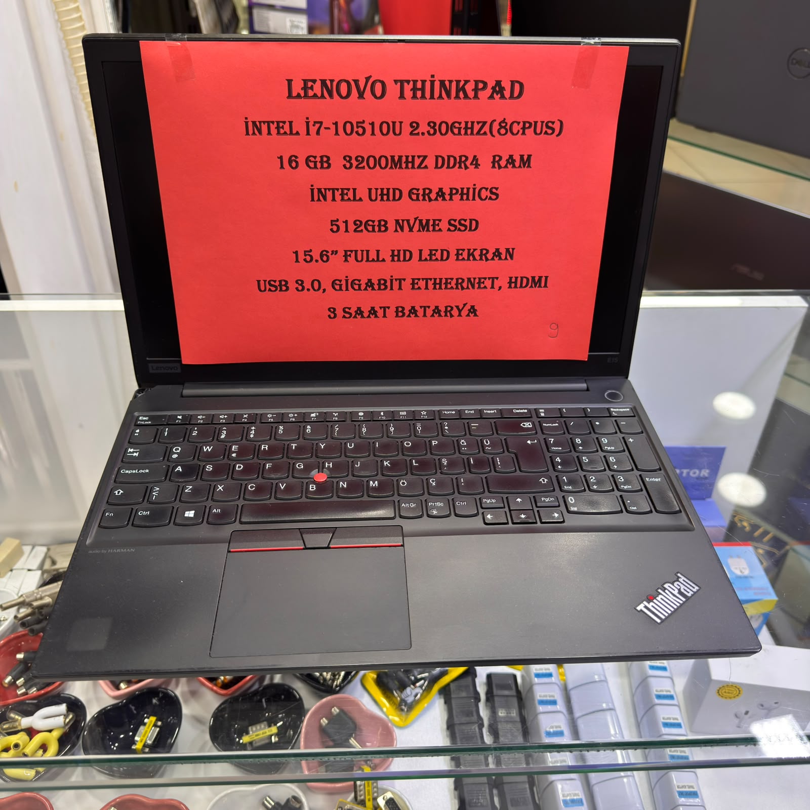 9- LENOVO THİNKPAD İ7 10.NESİL 16GB DDR4 RAM 521GB NVME SSD İNTEL UHD GRAPHİCS EKRAN KARTLI NOTEBOK