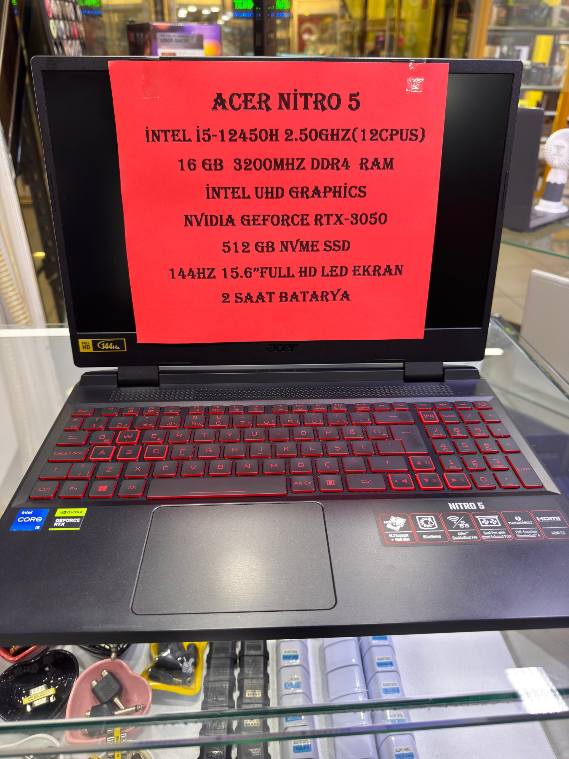 ACER NİTRO 5 İ5 12.NESİL İŞLEMCİ 16GB 3200MHZ RAM 512GB NVME SSD NVIDIA RTX3050 EKRAN KARTLI NOTEBOOK